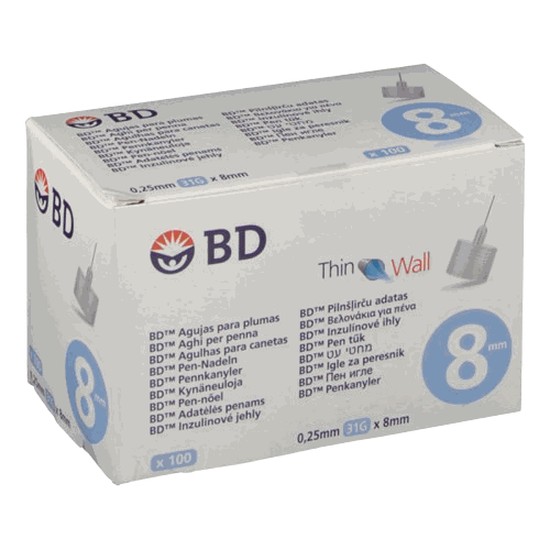 BD™ Pen Insulīna injektora adata 8mmx31G, 100gab