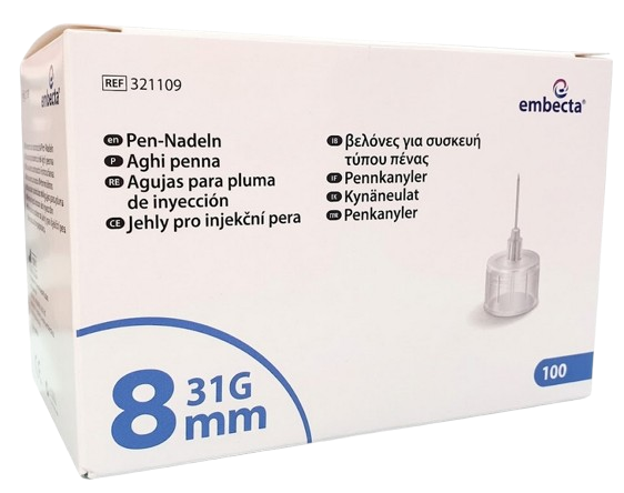 Embecta™ Pen Insulīna injektora adata 8mmx31G, 100gab